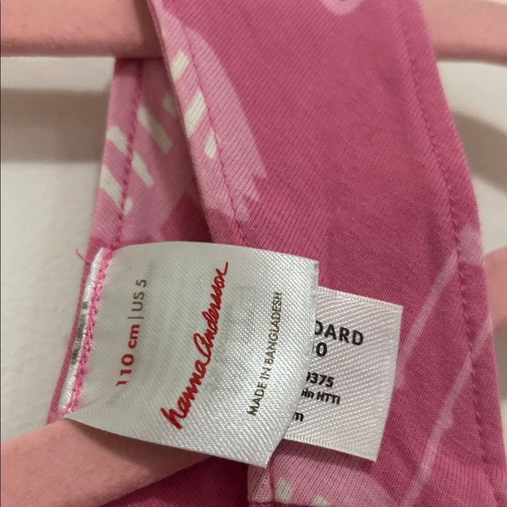 Girls Pink Flamingo Print Hanna Anderson Dress Side 5 - Picture 2 of 3